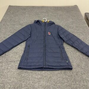 Fjallraven Expedition Jacket Womens XS Navy Blue Down Puffer Hooded Gorpcore